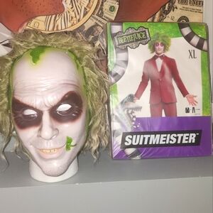 Beetlejuice Wedding Suit Men’s Suitmeister Costume W/Mask! New Fast Ship! Sz XL